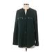 Calvin Klein Long Sleeve Blouse: Green Print Tops - Women's Size Small