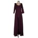 Kay Unger Cocktail Dress Scoop Neck 3/4 sleeves: Burgundy Solid Dresses - New - Women's Size 8