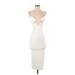Fashion Nova Cocktail Dress - Bodycon Plunge Sleeveless: White Solid Dresses - New - Women's Size Small