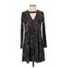 Veronica M. Casual Dress - Mini Crew Neck Long sleeves: Black Dresses - Women's Size Small