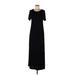 DKNY Casual Dress Scoop Neck Short sleeves: Black Solid Dresses - Women's Size Large