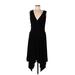 DressBarn Casual Dress - Party V-Neck Sleeveless: Black Print Dresses - Women's Size 10