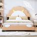 Lion-Shaped Upholstered Platform Twin Bed Frame Leather Low Profile Bed with Headboard, Beautiful Gift for Kids - Brown