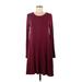 Old Navy Casual Dress - A-Line Scoop Neck Long sleeves: Burgundy Solid Dresses - Women's Size Medium
