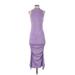 Fashion Nova Casual Dress - Bodycon High Neck Sleeveless: Purple Dresses - Women's Size Small