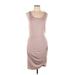 Bar III Casual Dress - Sheath Scoop Neck Sleeveless: Gray Print Dresses - New - Women's Size Large