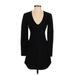 Marissa Webb Casual Dress - A-Line Plunge Long sleeves: Black Print Dresses - New - Women's Size X-Small