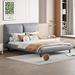 Queen Size Upholstered Platform Bed with Two Large Headrests and Thick Fabric, Polyester