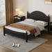 Queen Concise Style Platform Bed Solid Wood Bed Frame with Curved Headboard and Footboard, No Need Box Spring, Black