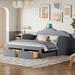 Twin Size Upholstered Daybed w/Pull-Out Trundle, 2 Storage Drawers, USB Ports, Velvet Sofa Bed with Cloud-Shaped Backrest