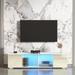 Modern TV Stand with LED Remote Control Lights, TV Cabinet Media Console with 4 Drawers and Sliding Doors for Living Room