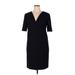 Ann Taylor Casual Dress - Shift V Neck Short sleeves: Black Print Dresses - Women's Size 14
