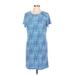 MICHAEL Michael Kors Casual Dress - Shift Crew Neck Short sleeves: Blue Dresses - Women's Size Large