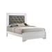 Lise Full Size Bed, Gray Fabric Upholstery, LED Lit, Modern White Wood