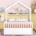 Wooden Full Size House Bed with Twin Size Trundle Bed & Shelf