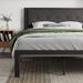 Full Size Metal Platform Bed Frame with Upholstered Button Tufted Headboard, Easy Assembly, Dark Grey