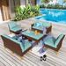 9-Piece Outdoor Wicker Sectional Sofa Patio Furniture Luxury Conversation Set, Beige Cushion