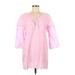 J.Crew Factory Store Casual Dress - Mini V-Neck 3/4 sleeves: Pink Print Dresses - Women's Size Medium