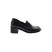 Franco Sarto Heels: Slip On Chunky Heel Classic Black Solid Shoes - Women's Size 6 1/2 - Round Toe