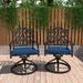 Patio Cast Alum Carved Swivel Dining Chairs with Cushions(Set of 2)