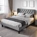 Queen Bed Frame with Button Tufted Wingback Headboard, Modern Upholstered Bed Frame with Slats Support - No Box Spring Needed