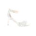 Tahari Heels: Strappy Stiletto Cocktail White Shoes - Women's Size 8 1/2 - Open Toe