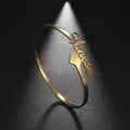 Teamer Custom Bracelet for Women Men Personalized Name Nameplate Cuff Bangle Heart Star Gold Color