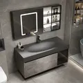 Modern Bathroom Cabinet Smart Mirror Cabinet Rock Integrated Washbasin Bathroom Vanity Cabinets with