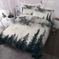 Mountain And Tree Design Bedding Set Decorative 3 Piece Duvet Cover with 2 Pillow Shams