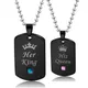 Her King & His Queen Couple Necklaces Lovers Pendant Fashion Crystal Jewelry for Women and Men Gifts