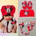 [ Best Baby Shower Gift ] Red Minnie Mouse Baby Head Wrap Hat Matching Cartoon Animals Dolls Mother