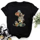 Cute Mickey Mouse T Shirt Summer Female Clothing Black Short Sleeve Tops Casual Kawaii Clothes for