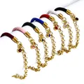 1 Piece 304 Stainless Steel Rolo Chain Bracelets Colorful Rope Charm Gold Color Chain For Women