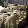 Silk Bedding Set with Duvet Cover Bed Sheet Pillowcase Bedding 100% Pure Silk Satin Sheet Solid