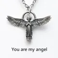 You Are My Angel Necklace Fashion Silver Color Guardian Angel Chain Necklace for Men Women Birthday