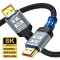 HDMI 2.1 8K Kabel Ultra Digital HD UHD Kepang Tinggi Bersertifikat 48Gbps 8K@60Hz Kabel Untuk