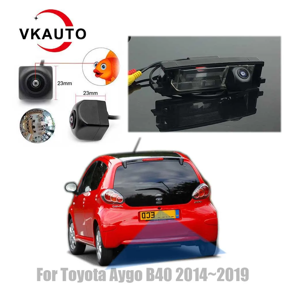 VKAUTO Fish Eye telecamera posteriore per Toyota Aygo B40 Peugeot 108 Citroen C1 2014 ~ 2019 CCD HD Night Vision Backup parcheggio CAM