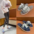 Sandali in denim Peep-toe da donna scarpe estive traspiranti comode pantofole Casual da donna New