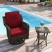 Winston Porter Trosclair Swivel Wicker Outdoor Barrel Chair Lounge Chair Wicker/Rattan in Black/Brown | 38.6 H x 29.9 W x 32.3 D in | Wayfair