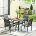 Red Barrel Studio® Towles Square 4 - Person 37.8" Long Outdoor Dining Set Metal in Brown | 37.8 W x 37.8 D in | Wayfair