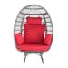 SANSTAR Swivel Wicker Outdoor Lounge Chair Wicker/Rattan in Gray | 58.2 H x 28.5 W x 29.9 D in | Wayfair W-RJDC67RD