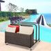 Patio Novagarden 140 Gallons Water Resistant Wicker Deck Box w/ Wheels in Espresso Brown Wicker/Rattan | 29.2 H x 37.8 W x 37.8 D in | Wayfair