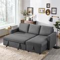 Latitude Run® Evaro Modern Linen Fabric Convertible Sectional Sofa Couch W/chaise L-shaped Reversible Sofa | 33 H x 83 W x 57.5 D in | Wayfair