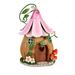 Evergreen Enterprises, Inc LED Fairy House w/ Purple Floral Roof Metal in Green/Indigo/Brown | 10.04 H x 6.5 W x 6.89 D in | Wayfair 2LA2460