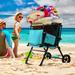 JTANGL Folding Beach Chair, Foldable Beach Lounge Chair, Beach Chair w/ Canopy Shade & 8"Wheels | 43.3 H x 45.2 W x 23.6 D in | Wayfair