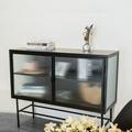 Latitude Run® Console Table Simple Modern Sideboard Storage Cabinet with Detachable Wide Shelves Metal in Black/Gray | Wayfair