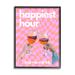 Stupell Industries bb-603-Framed Groovy Happiest Hour Single Picture Frame Print on Canvas in Orange/Pink/White | 20 H x 16 W x 1.5 D in | Wayfair