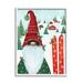 Stupell Industries ba-809-Framed Gnome Skiing Winter Slopes by Emma Leach Single Picture Frame Print on Canvas in Green/Red/White | Wayfair