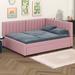 Latitude Run® Full Size Daybed w/ Trundle Sofa Bed Frame Upholstered/Linen in Pink | 27.6 H x 57.9 W x 78.9 D in | Wayfair