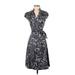Banana Republic Casual Dress - Wrap: Gray Print Dresses - Women's Size 2